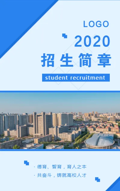 简约深蓝色2020大学招生/学校招生简章