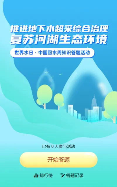 蓝色渐变风格政府组织中国水周世界水日知识答题活动