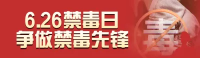 红色写实风格政府组织国际禁毒日投票活动banner