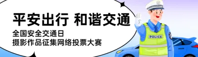 蓝色插画风格政府组织全国交通安全日投票活动banner